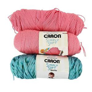 Caron Simply Soft Lot of 3 Skeins Pink & Speckle Abyss Yarn Crochet Knit